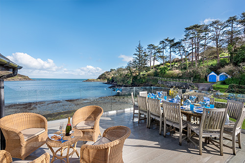 Decked area with sea views at the Boathouse